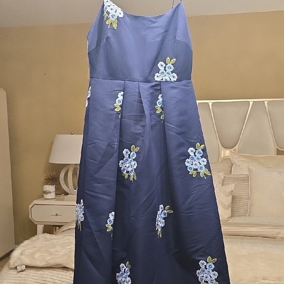 Sachin + Babi Navy Dress with Blue Floral Accents - Picture 1 of 15
